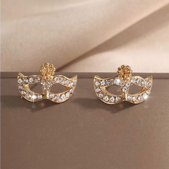 “Crystal Masquerade Mask” Eyes Wide Shut Masque Carnival Circus Mardi Gras Studs - Picture 3 of 8